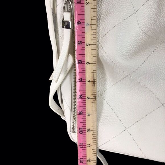 Sondra Roberts White Faux Leather Shoulder Bag Multi Zip Pockets Medium - Picture 11 of 16